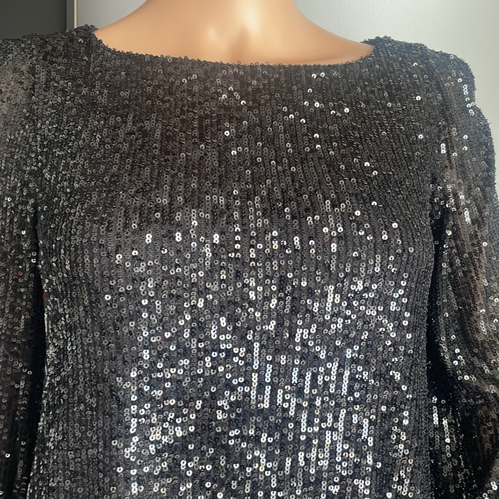 NWT LUV BETSEY BLACK SEQUIN MINI DRESS - Picture 2 of 5